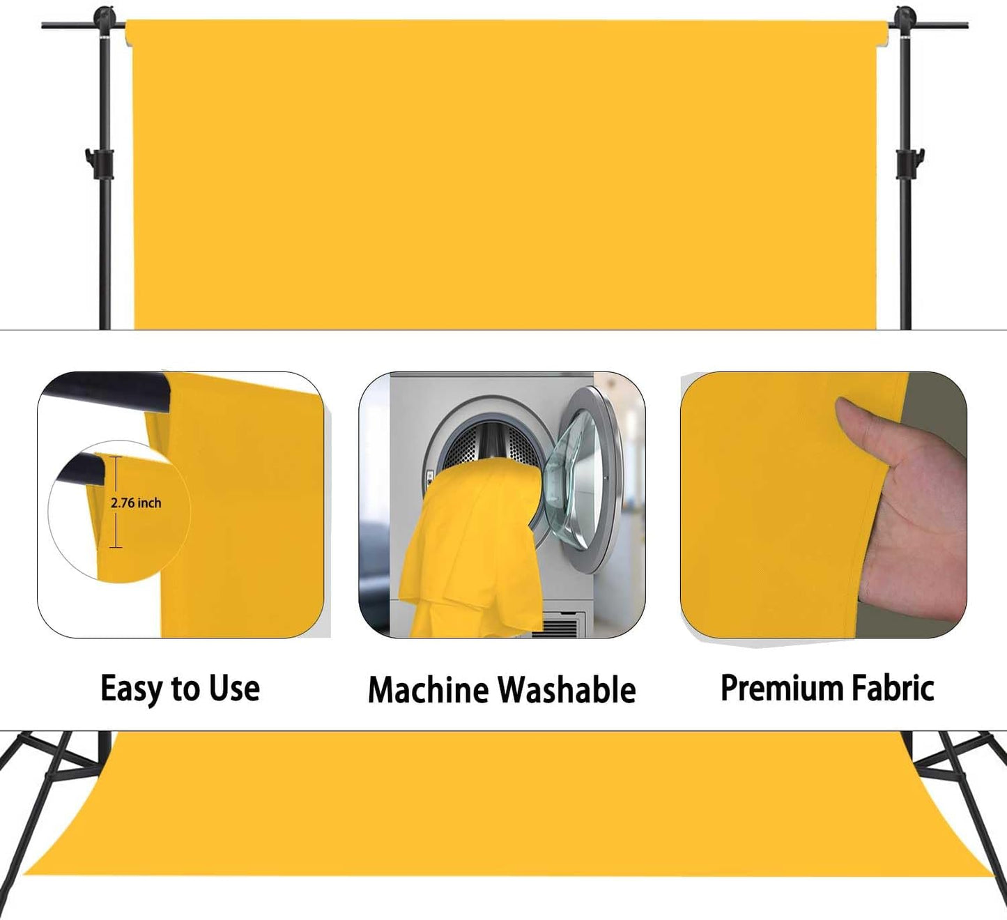 Yellow Photo Backdrop, Photo Booth Portrait Photography Background, Studio Yellow Backdrop for Photoshoot Streaming Video Shooting 8FTx10FT