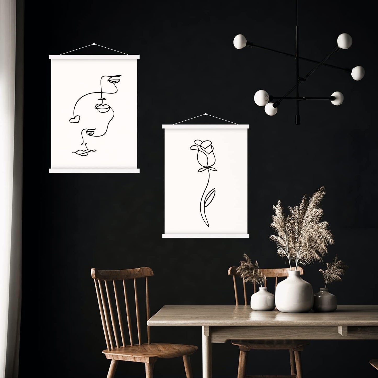 36x24 36x48 36x12 Poster Frame, Magnetic Light Wood Wooden Frame Hanger for Photo Picutre Canvas Artwork Art Print Wall Hanging (1 Pack, 36", White)