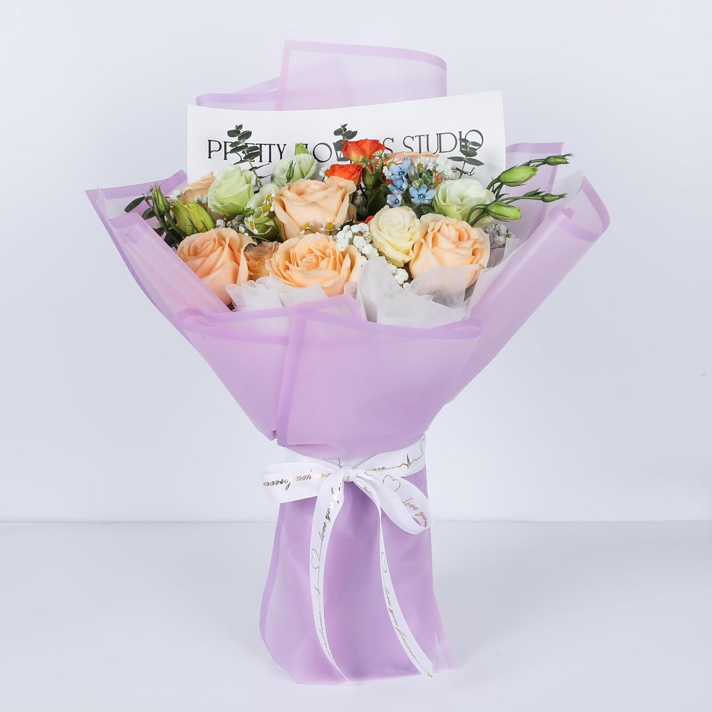 NESCCI 20 Sheet Flower Wrapping Paper - Waterproof Floral Bouquet Wrapping Paper, Florist Supplies Packaging Paper for Wedding Birthday Gift DIY (Translucent Lilac Purple)