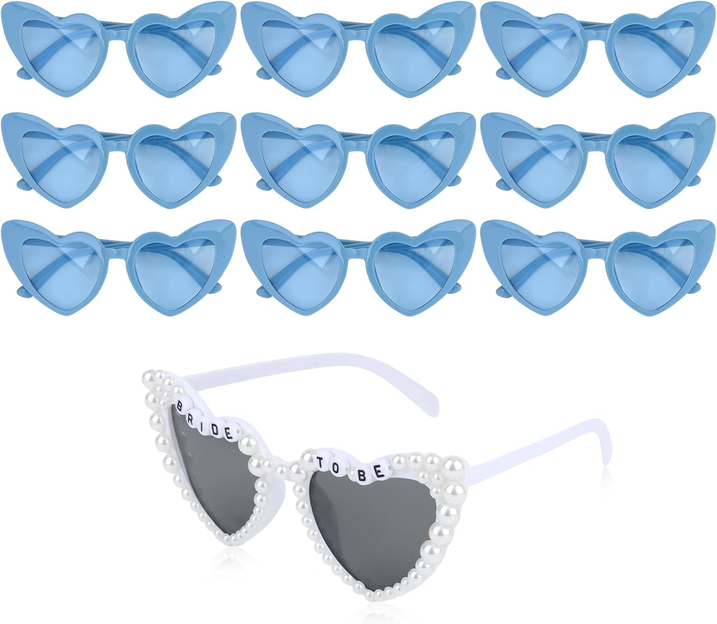 CIEHER Bachelorette Party Favors - White Black Heart Sunglasses for Bride Bridesmaid