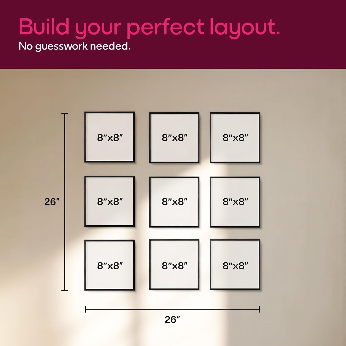 Mixtiles Official - Custom Photo Tiles - Personalized Printed Photos - Magnetic Wall Frames - Adhesive Sticker, No Nails - Various Sizes and Frames - 8x8-9Tile - Frameless