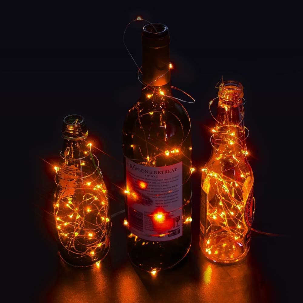 ANJAYLIA Orange String Lights for Halloween Battery Operated Fairy Lights, 16.4ft 50 LEDs Twinkle Firefly Lights for Garden,Thanksgiving Day,Christmas Indoor Decoration