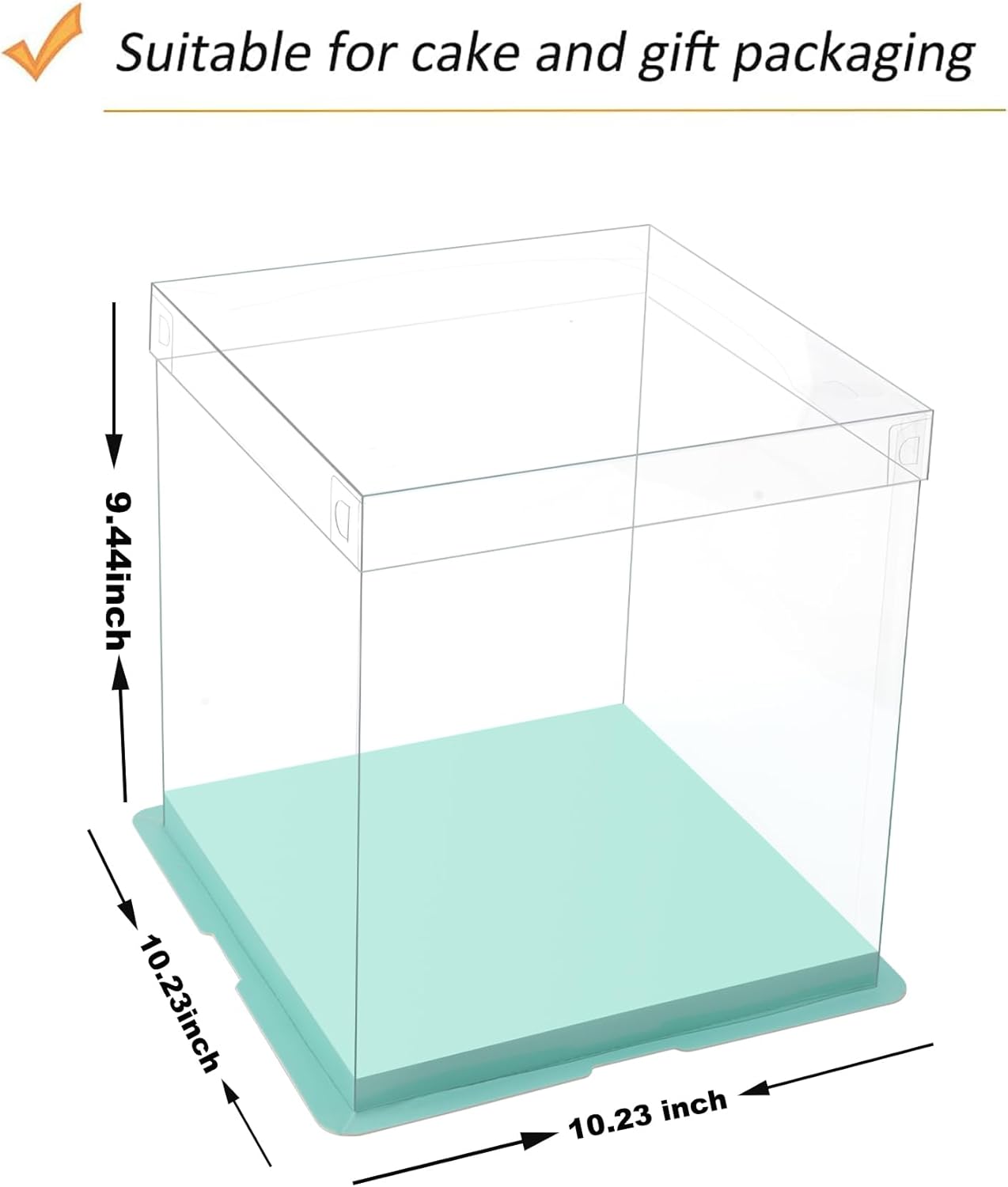 XININSUN clear cake box with ribbon,8inch 10inch cake boxes,transparent tall cake box cake carrier,Cake Containers clear gift box for Wedding,Birthday,Party(6pcs-green)