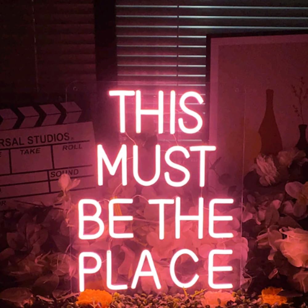 This Must Be The Place Neon Sign Custom Neon Sign Led Light Bar Pub Sign Home Room Bedroom Decor Wall Decor Salon Signage Opening Sign USB Size:14inches
