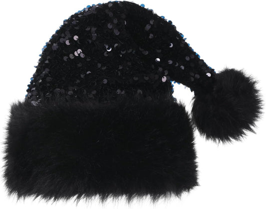 Personalized Sequin Santa Hat for Adults, Red Glitter Christmas Party Hat, Xmas Halloween New Year Holiday Headwear