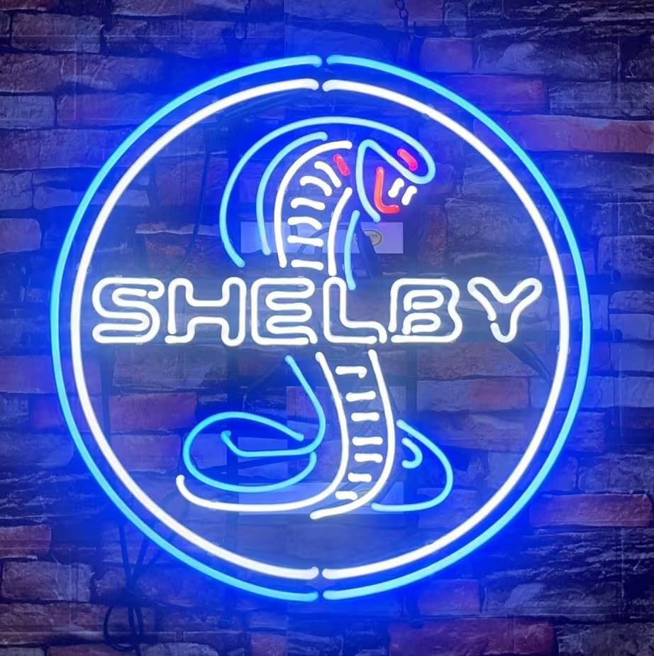 Neon Signs Beer Bedroom Shelby Cobra Round Glass Neon Signs for Office Hotel Cafe Party Man Cave Neon Light Art Wall Lights 24 X 20 Inches