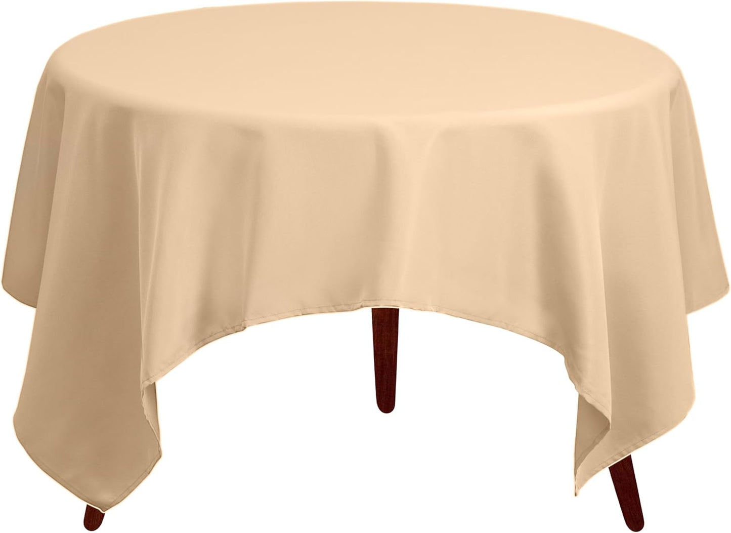 Gee Di Moda Square Tablecloth - 52 x 52 Inch Beige Table Cloth for Small Square or Round Tables - Heavy Duty Washable Fabric - for Buffet Table, Holiday Party, Dinner, Wedding & Baby Shower
