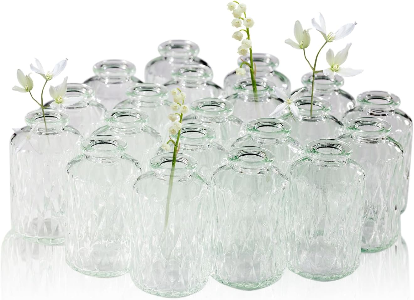 20 Pcs Prismatic Flower Bud Vases, Loose Transparent Flower Bud Vases, Small Vases, Decorative Vases, Family Wedding Table Decorations