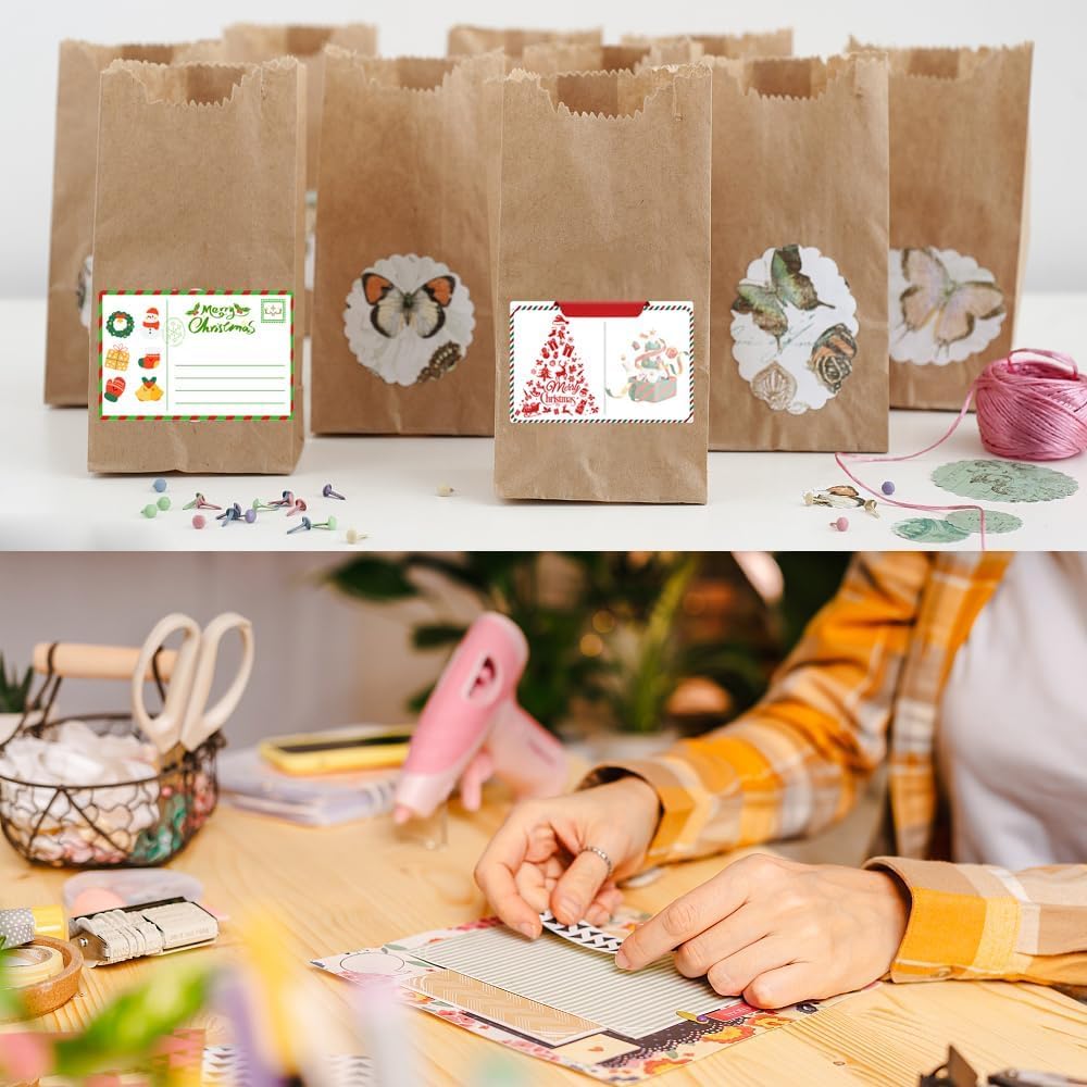 100-1000pcs Custom Stickers Merry Christmas Stickers Personalized Labels Adhesive Xmas Decorative Envelope Seals Stickers for Cards Gift Boxes(VSquare-9)