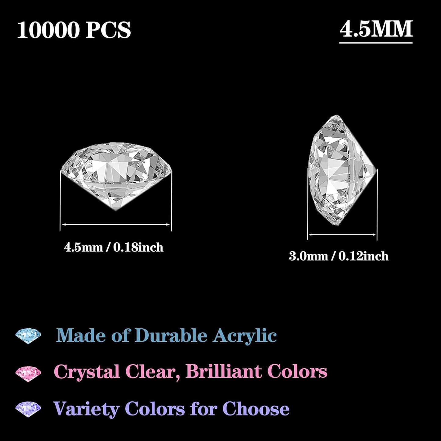 10000Pcs Crystal Acrylic Diamond Fake Gems Vase Filler, 4.5mm Faux Diamonds for Table Scatter Wedding Party, Bridal Shower, Birthday Decoration, Orange