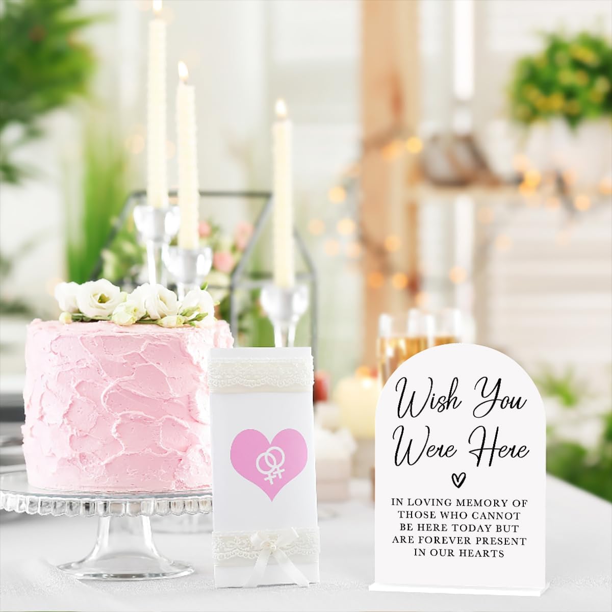 Acrylic Wedding Sign Wedding Signs for Ceremony Wish You Were Here Sign for Wedding Modern Calligraphy Arch Acrylic Table Top Sign for Wedding Reception and Event Party Table(white）