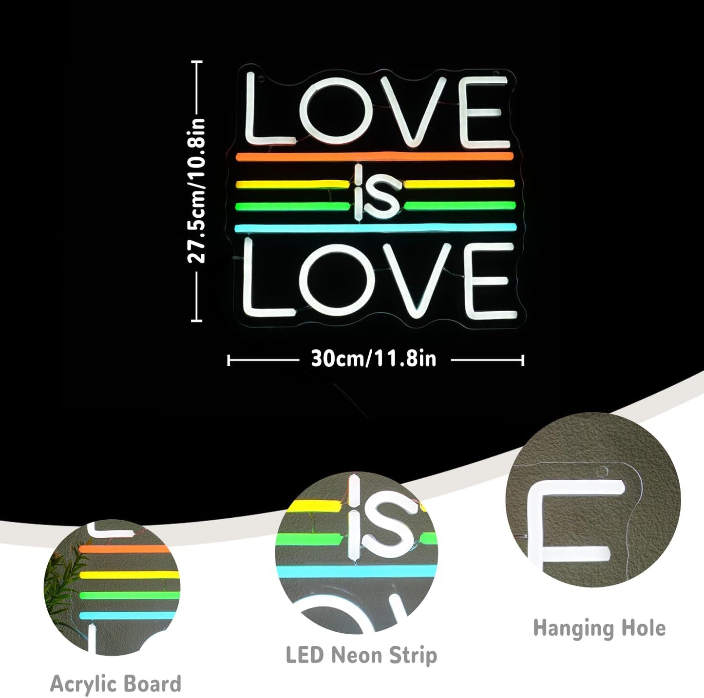 Love Is Love Neon Sign for Wall Decor Wedding Neon Light Pride Rainbow LED Neon Sign Colorful Led Neon Light for Bedroom Man Cave Gay Bar Decoration