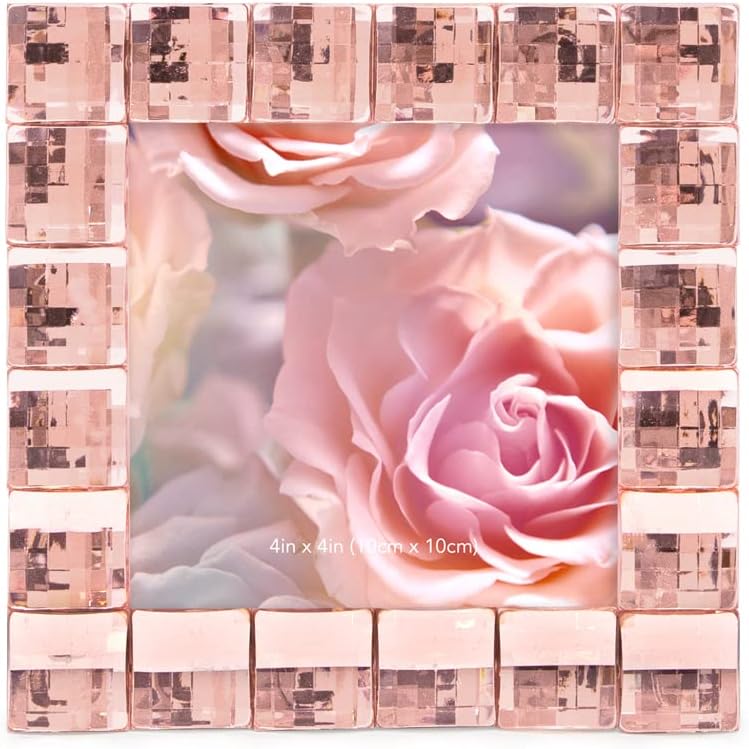 Isaac Jacobs Decorative Sparkling Jewel Picture Frame, Photo Display & Home Décor (4x4, Blush)