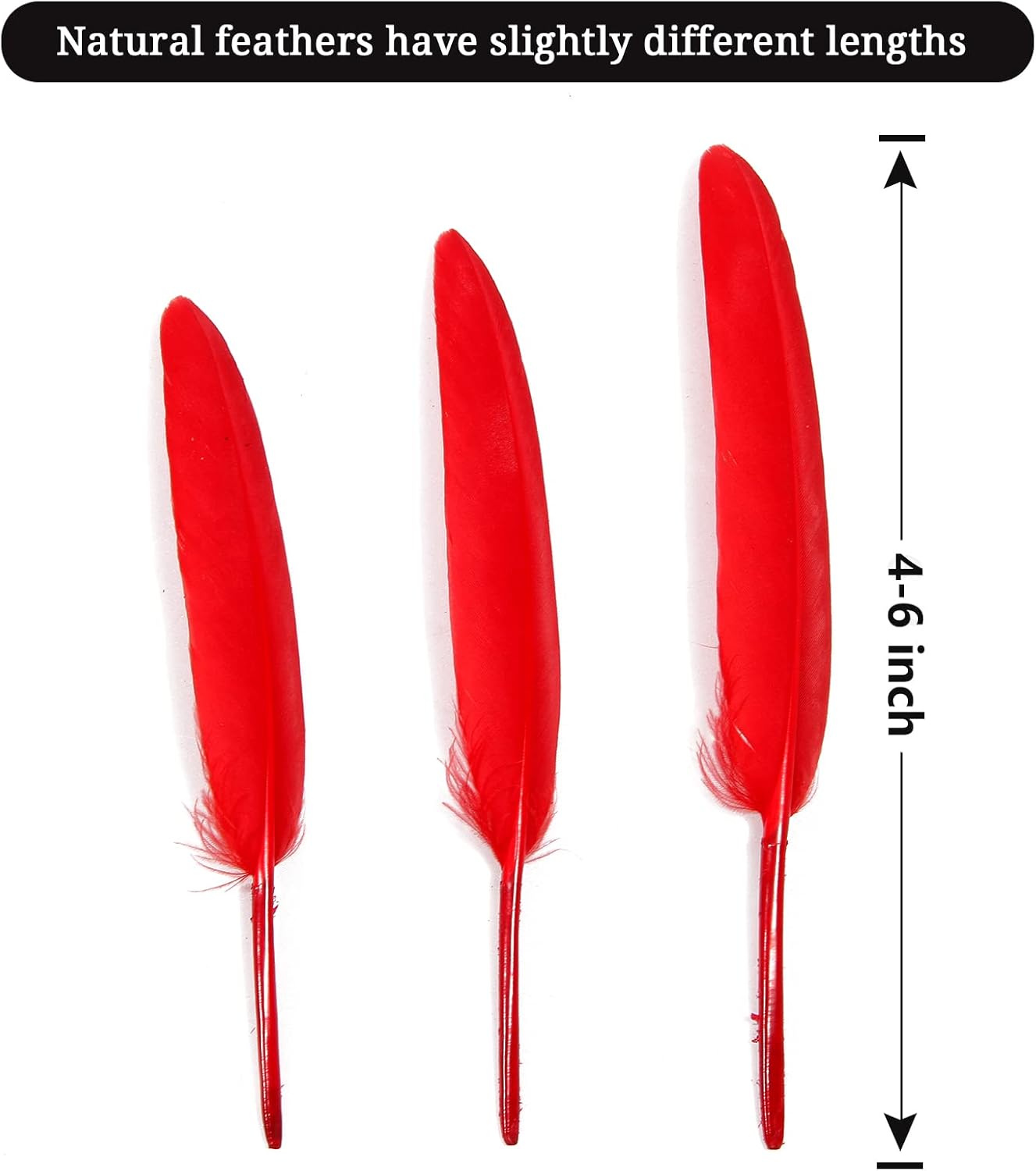 FeelfunFeather 120pcs Red Goose Cochettes Feather Natural Bulk 4-6 inch 10-15cm for Wedding Party Christmas Decorations DIY Crafts Goose Cochettes Feather