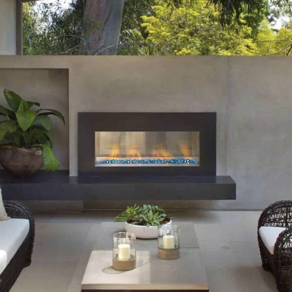 Stanbroil 10-Pound Fire Glass Diamonds - 1/2 inch Luster Fire Glass for Fireplace Fire Pit and Landscaping, Caribbean Blue Luster