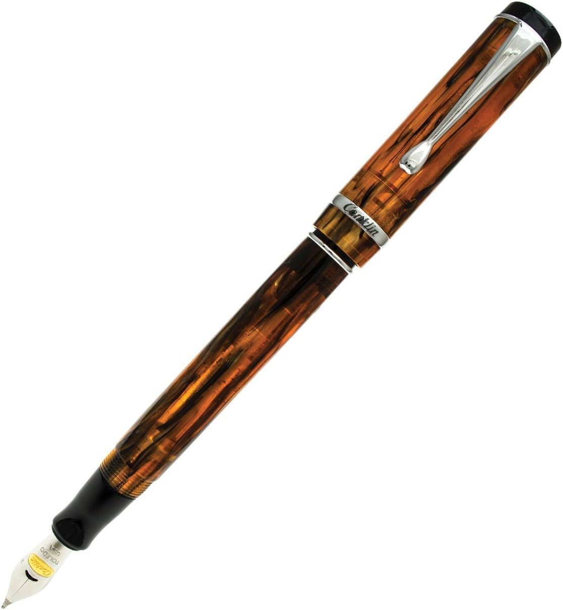 Conklin Duragraph Fountain Pen Amber - Fine Nib, Luxury Writing Instrument, Warm Amber Finish