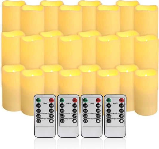 24-Pack LED Flameless Candles with Remote Control - Perfect for Home, Parties, and Special Occasions - Create a Magical Ambiance Effortlessly(Three Sizes)