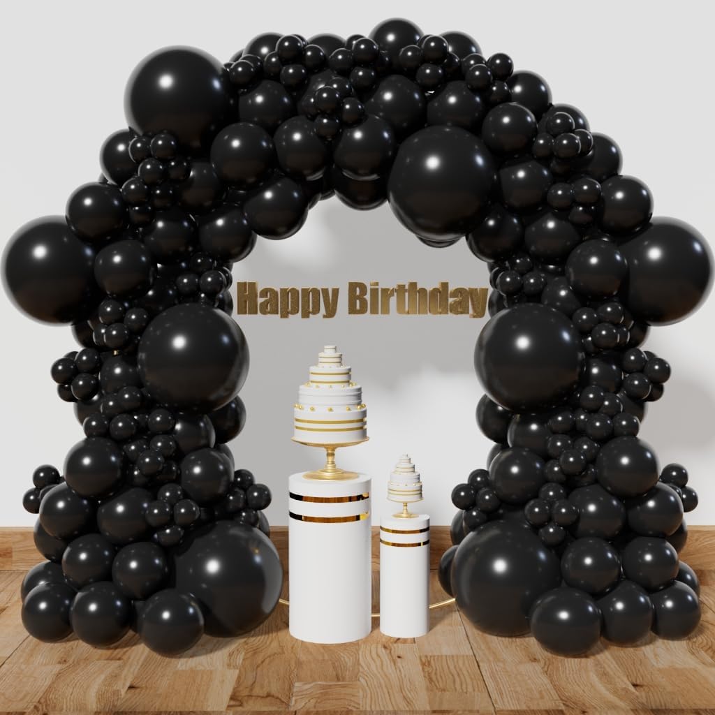 KAWKALSH Black Balloon Arch Kit 111Pcs 18 12 5 Inch Latex Party Balloons Garland for Birthday Baby Shower Wedding Engagement Anniversary Christmas Party Decorations