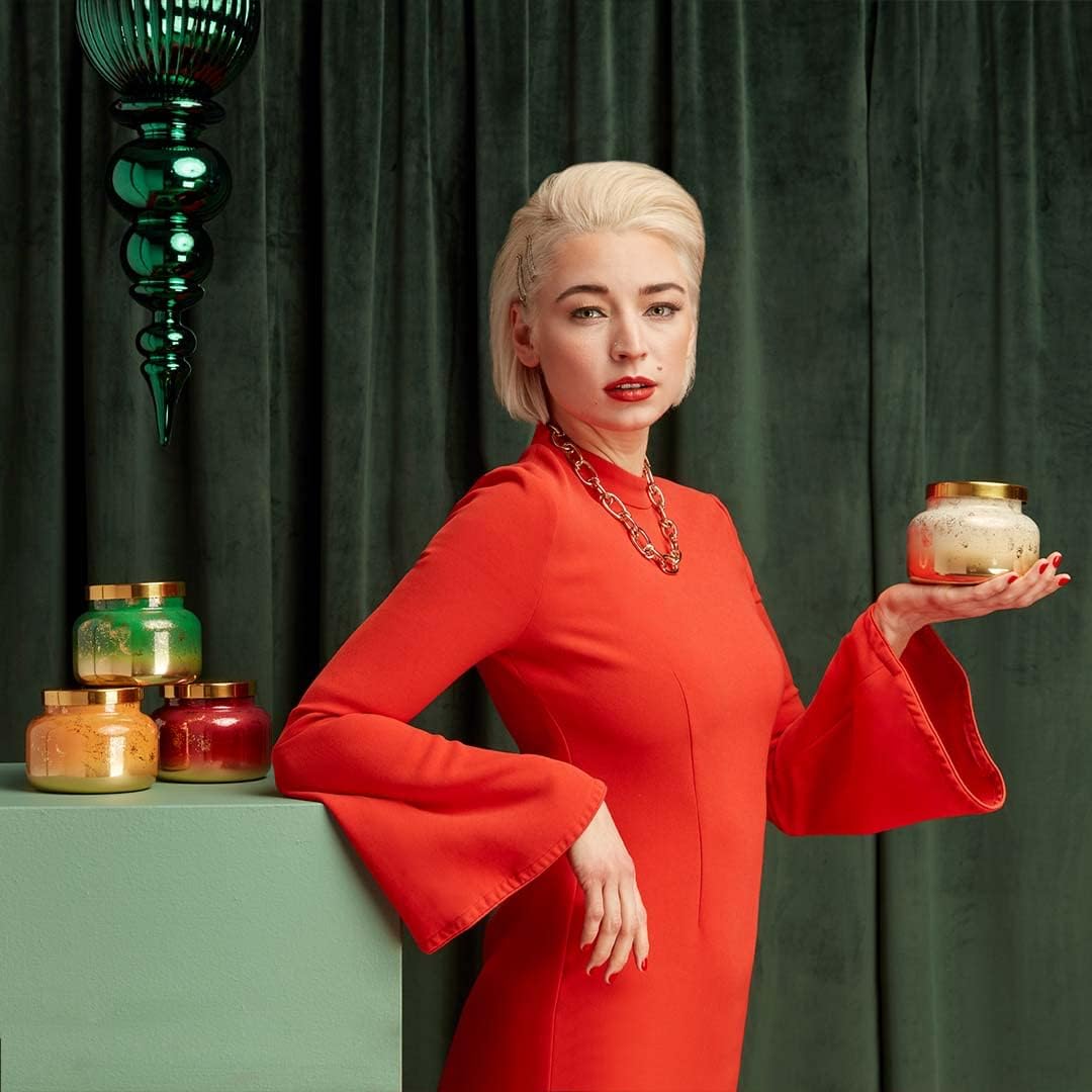 Capri Blue Glimmer Jar Candles - Luxury Holiday Scented Candles for Home - Long Lasting Soy Wax Blend - Scented Holiday & Home Decor - Pumpkin Dulce Signature Jar (19 oz)