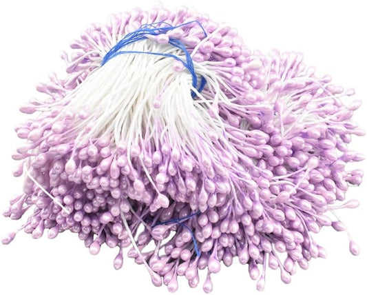 HAHIYO 700Pcs 3mm Light Purple Pearl Double Head Flower Stamen - Artificial Pistil for Floral Making, Scrapbook Decoration