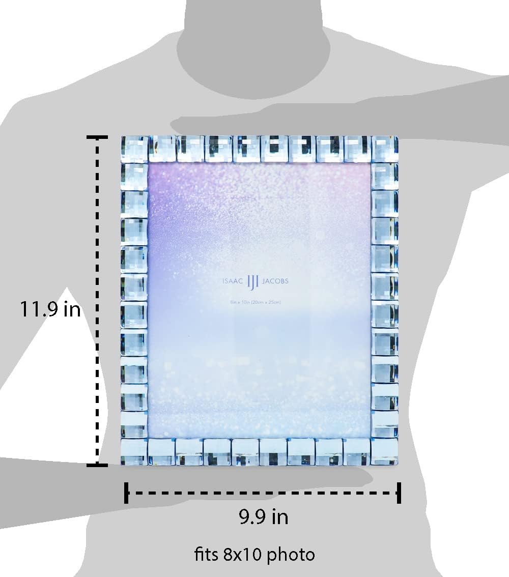 Isaac Jacobs Decorative Sparkling Light Blue Jewel Picture Frame, Photo Display & Home Décor (8x10, Light Blue)