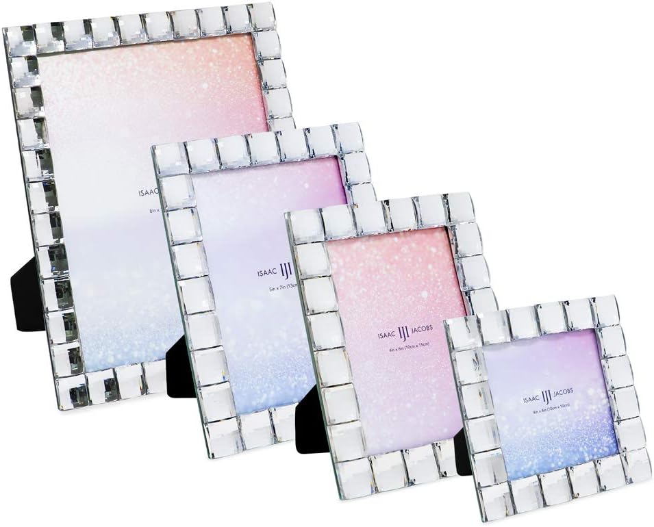 Isaac Jacobs Decorative Sparkling Clear Jewel Picture Frame, Photo Display & Home Décor (5x7, Clear)