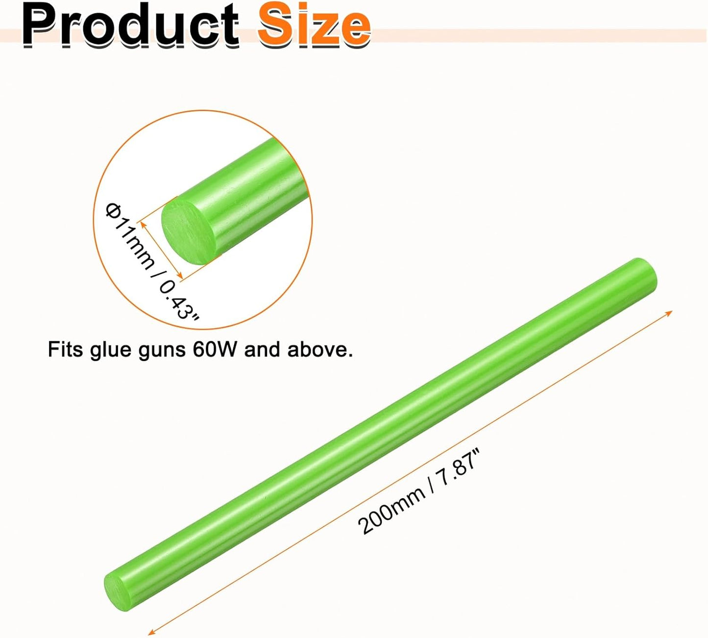 HARFINGTON 10pcs Hot Glue Sticks 0.43" Dia x 7.87" Long EVA Mini Hot Melt Adhesive Glue Stick for Hot Melt Gun Wood Plastic Glass Flowers Fabrics Foam, Light Green