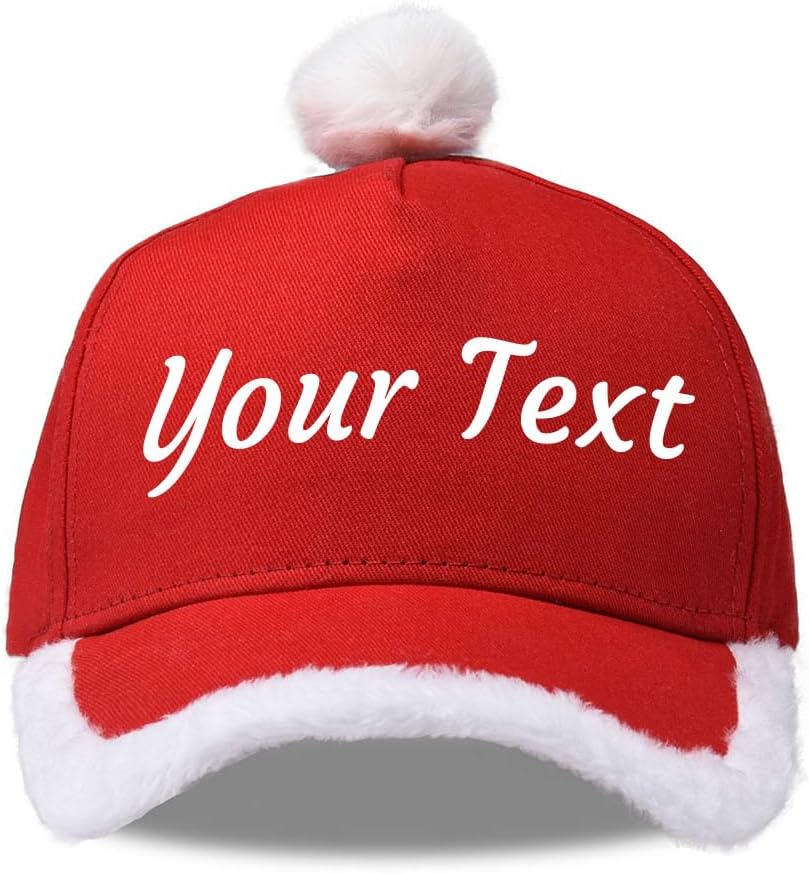 Christmas Santa Baseball Hat Santa Claus Costume hat with Fuzzy Fur Pom