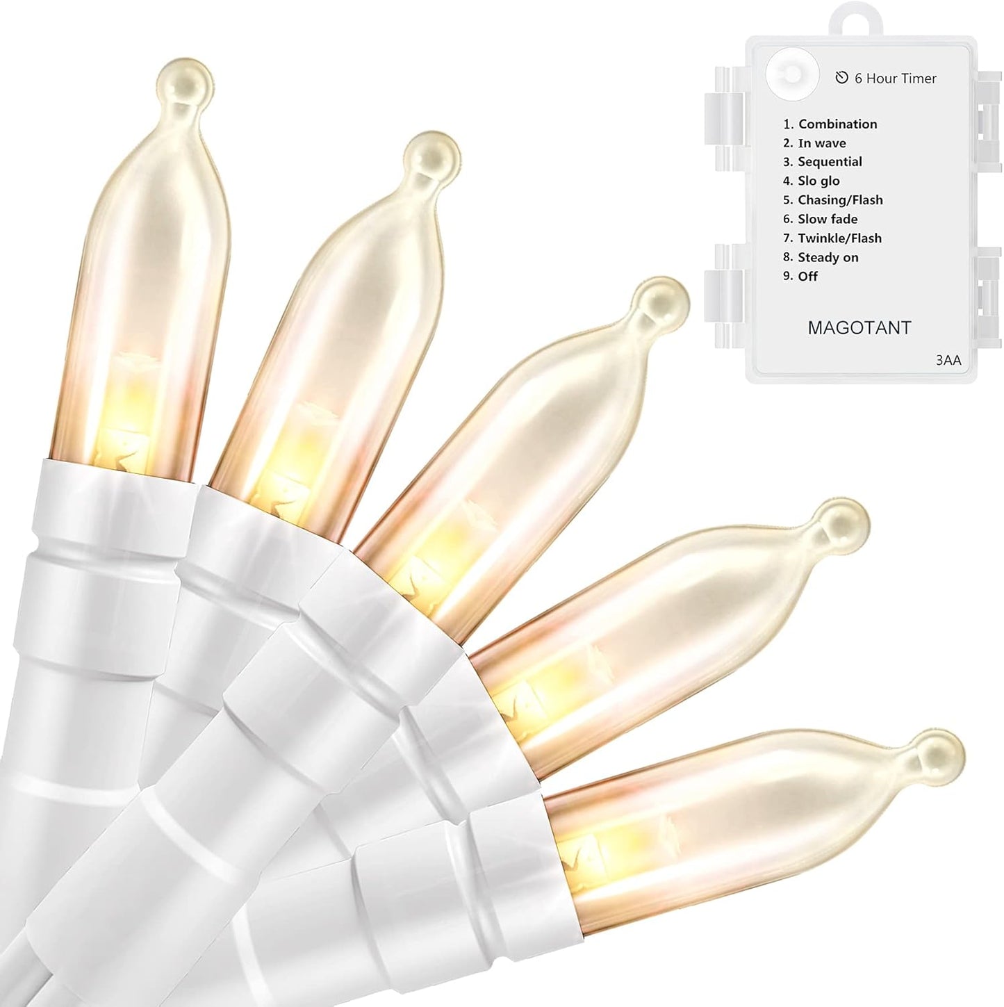 Battery Operated String Lights Christmas Lights 16ft 50 LED String Lights Decorative White Wire for Indoor Outdoor Wedding Party Home Garden Waterproof Warm White