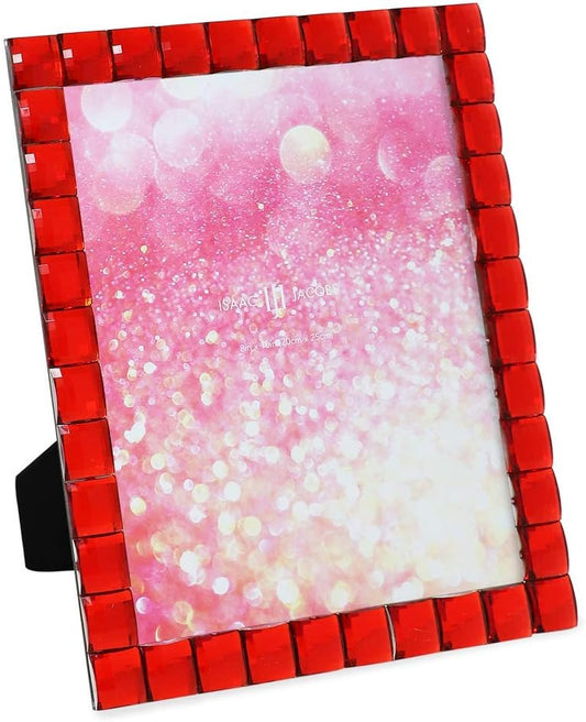 Isaac Jacobs Decorative Sparkling Red Jewel Picture Frame, Photo Display & Home Décor (8x10, Red)