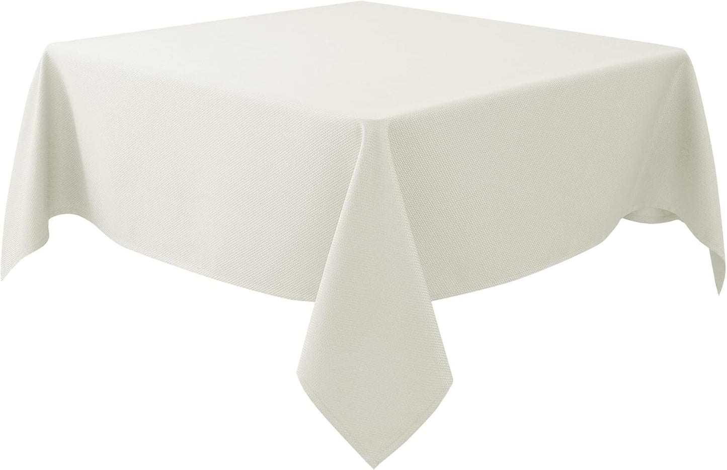 Biscaynebay Textured Fabric Square Tablecloths 60x60 Inches, Ivory Water Resistant Table Cloth Small Card Folding Table Covers Linen for Dining, Kitchen, Wedding and Parties etc. Machine Washable