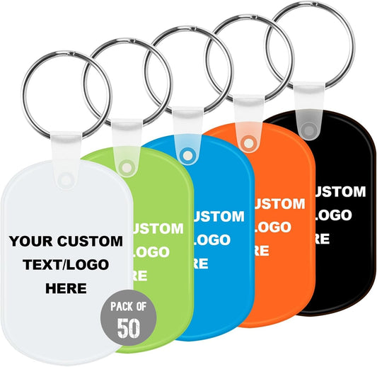 Custom Oval Soft Keychains 50 Pack, Personalized Logo, Text Bulk - Perfect for Tradeshows, Party Favors, Campaign Gifts - Customizable Key Tags