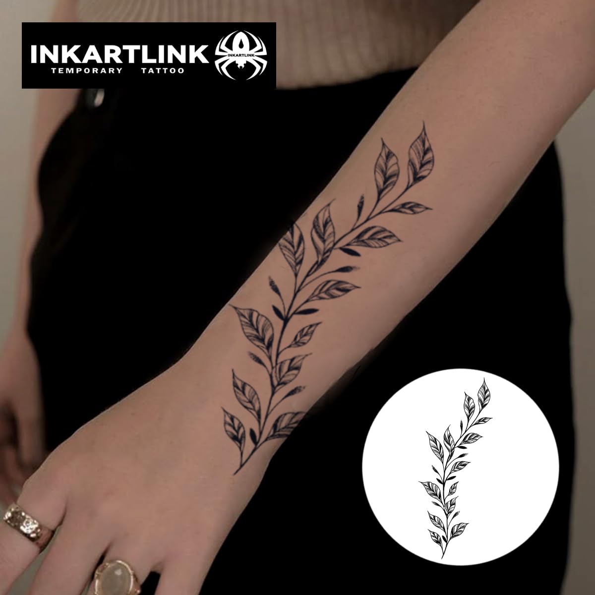 INKARTLINK Tattoo Tech, 2 Sheets Large Semi Permanent Tattoo, Temporary Tattoos, Last 1-2 Weeks, Waterproof, Realistic Look, No Adhesive, No Reflection （Flower Design)260
