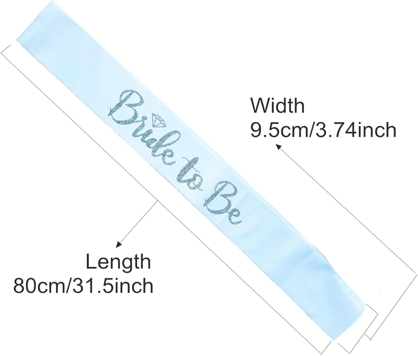 Bride to Be Sash, Bachelorette Party Sash for Bridal Shower Wedding Party Favors Accessories Supplies Engagement Gifts,White Satin with Glitter Letter Silver