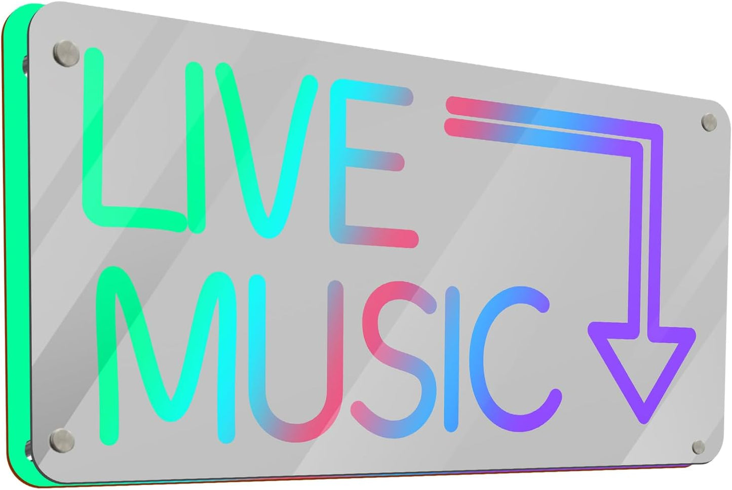 Live Music Neon Sign, Mirror LED Light Wall Décor with App-Controlled DIY Color, for Bars, Studios, Home