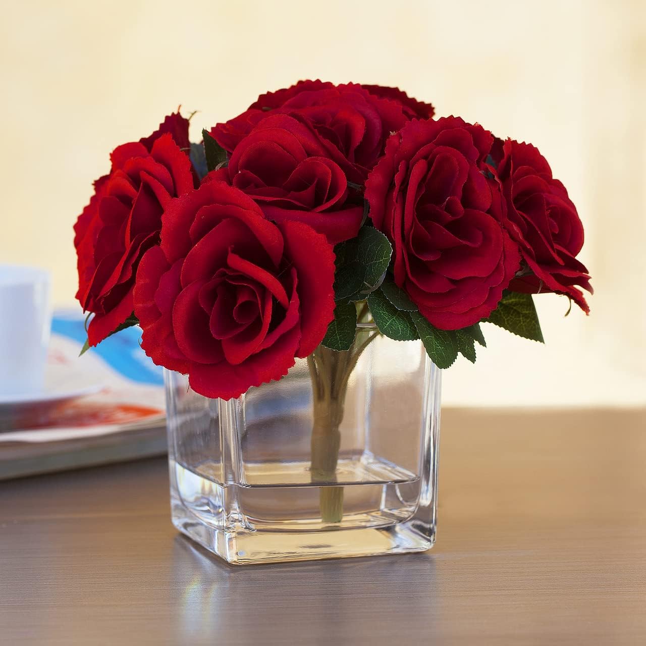 Enova Floral Set of 4 Cube Glass Vase, 5x5X5 Inch Glass Flower Vase Planter, Floating Candle Holders, Clear Square Glass Vases, Table Decorative Vase for Wedding Centerpieces, Home Office Décor