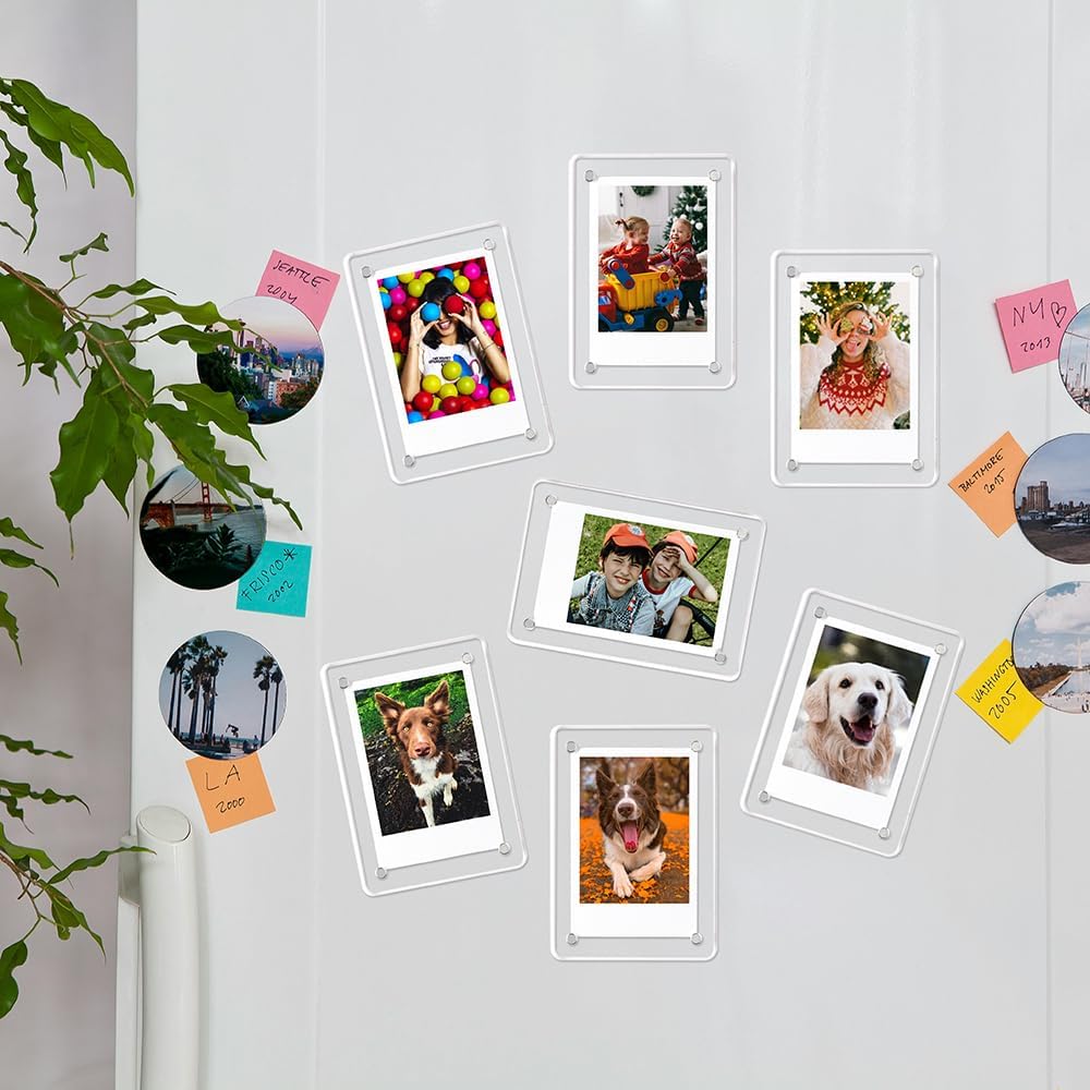 4x6 Acrylic Magnetic Picture Frames Refrigerator, Clear Magnetic Fridge Photo Frame Compatible with Polaroid Camera Photos for Home/Kitchen Refrigerator/Locker/Cabinets/Wall, 6 Pack