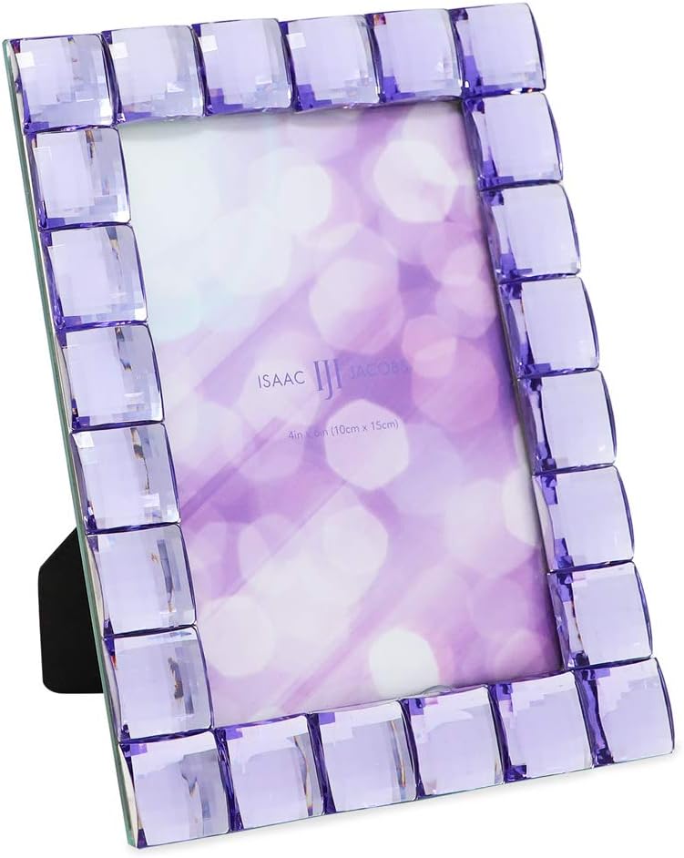 Isaac Jacobs Decorative Sparkling Light Purple Jewel Picture Frame, Photo Display & Home Décor (4x6, Light Purple)