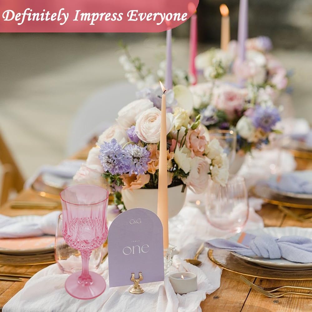 Plastic Wine Glasses，Plastic Goblets Vintage Style Cordial Drinking Glasses for Wedding Reception, Grand Event Party Supplies (12, Pink)