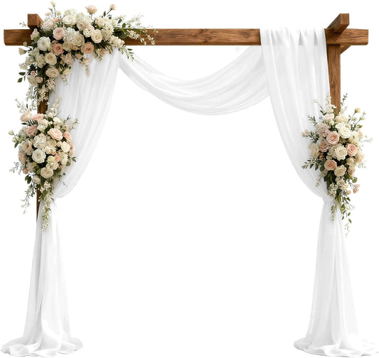 Wedding Arch Draping Fabric 29" x 18 FT White Sheer Chiffon Outdoor Curtain Drapes for Wedding Birthday Party Ceremony Decor(1 Panel, White)