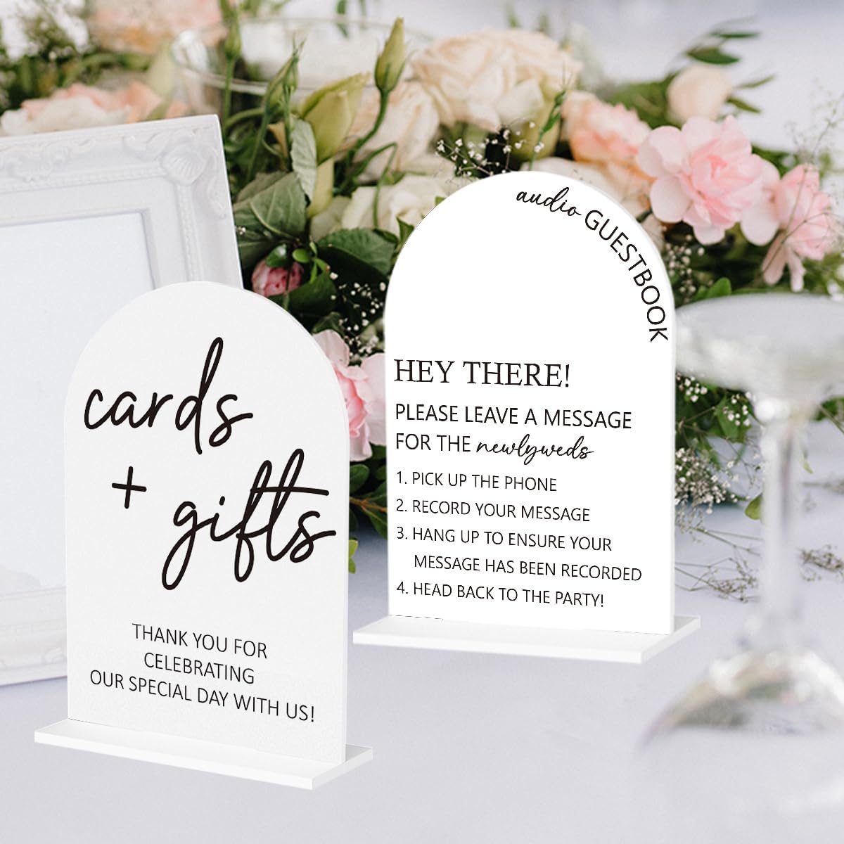 2Pcs Audio Guest Book Sign Cards and Gifts Sign for Wedding Engagement Party Bridal Shower Baby Shower Table Desk Acrylic Decor
