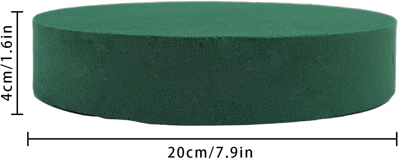 Prashent 4 Pcs Round Floral Foam Blocks,Green Wet Dry Flower Foam Plant Foam for Artificial & Fresh Flower Arrangements DIY Craft 7.9" X 1.6"