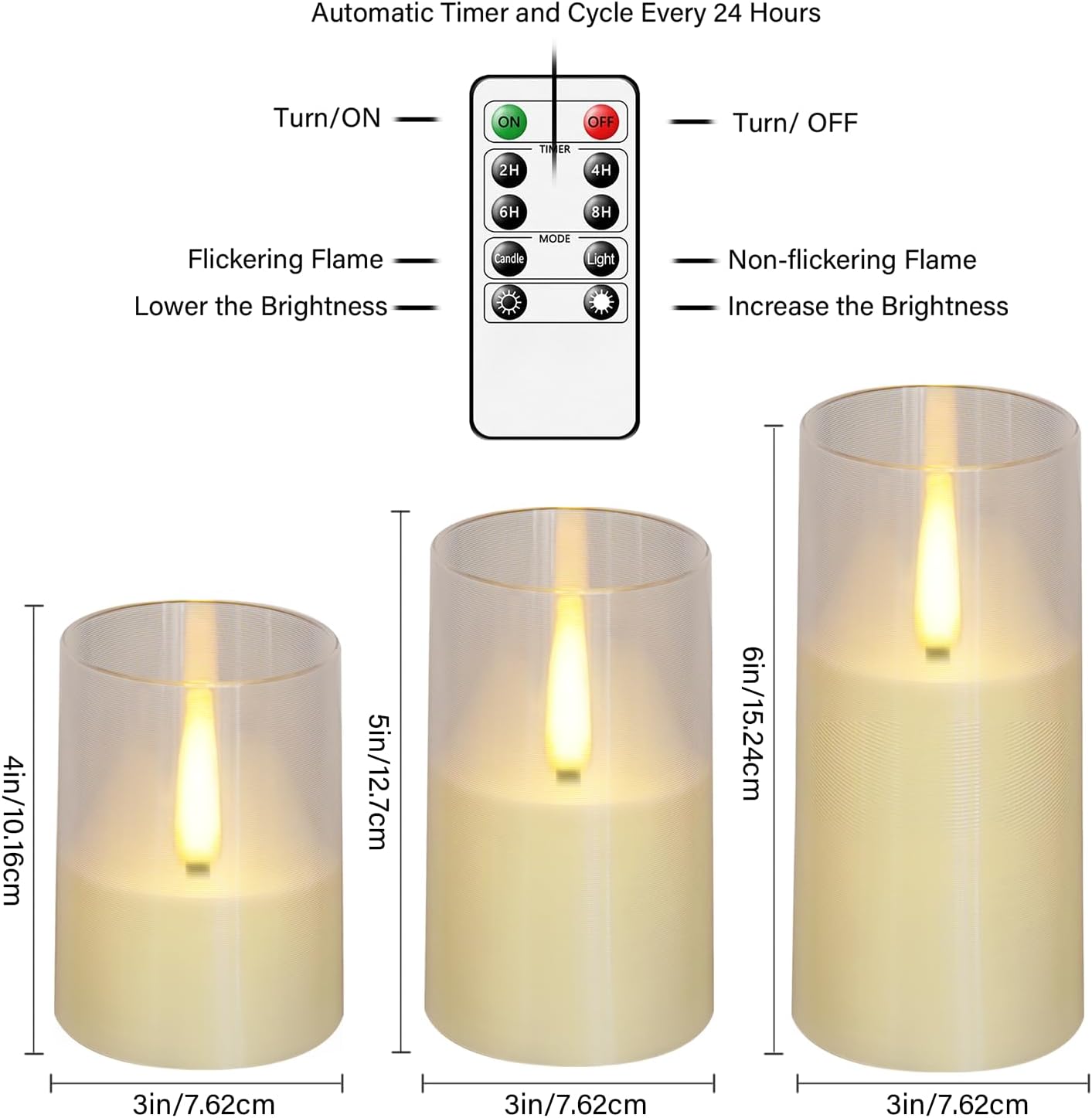 Flameless LED Candles, Upgraded Realistic Flickering Pillar Battery Operated Candles with Remote Timer, Acrylic Electric Set of 3 for Romantic Ambiance and Home Decoration（Ivory）