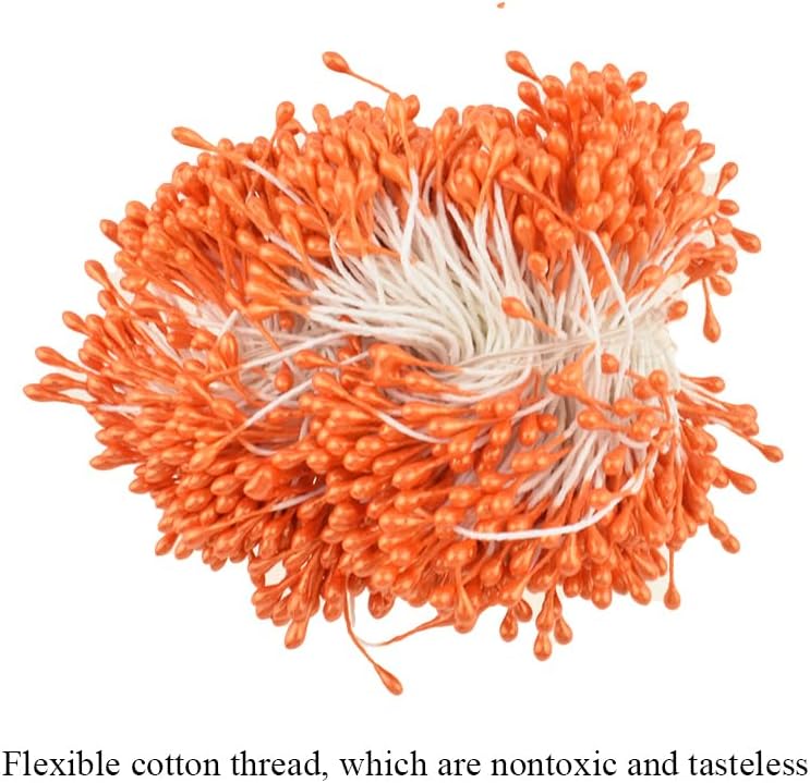 HAHIYO 700pc 3mm Orange Pearl Double Head Flower Pistil for Flower Making and Scrapbook Decoration