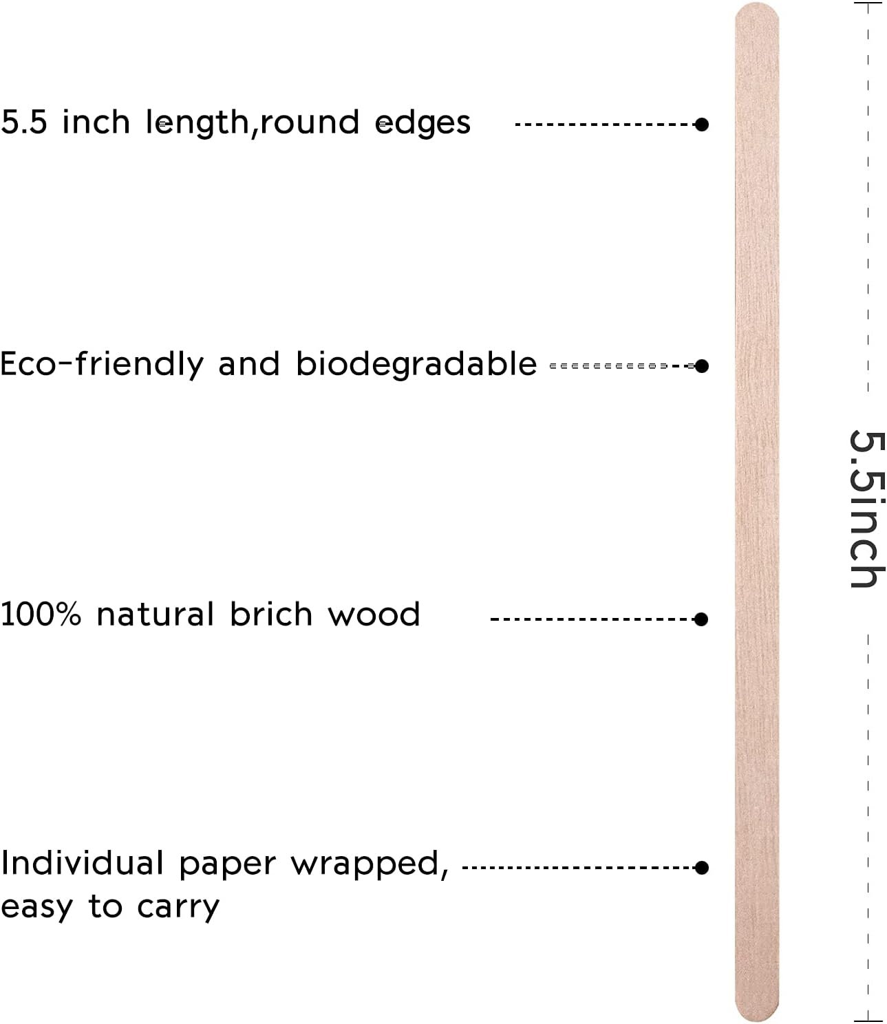 BLUE TOP Individually Paper Wrapped Wooden Coffee Stirrers 5.5 Inch Pack 1000, Disposable Wood Sticks for Coffee/Tea Hot Beverage, Hot Chocolate, Wood Blenders for butter sugar,Craft Stick.