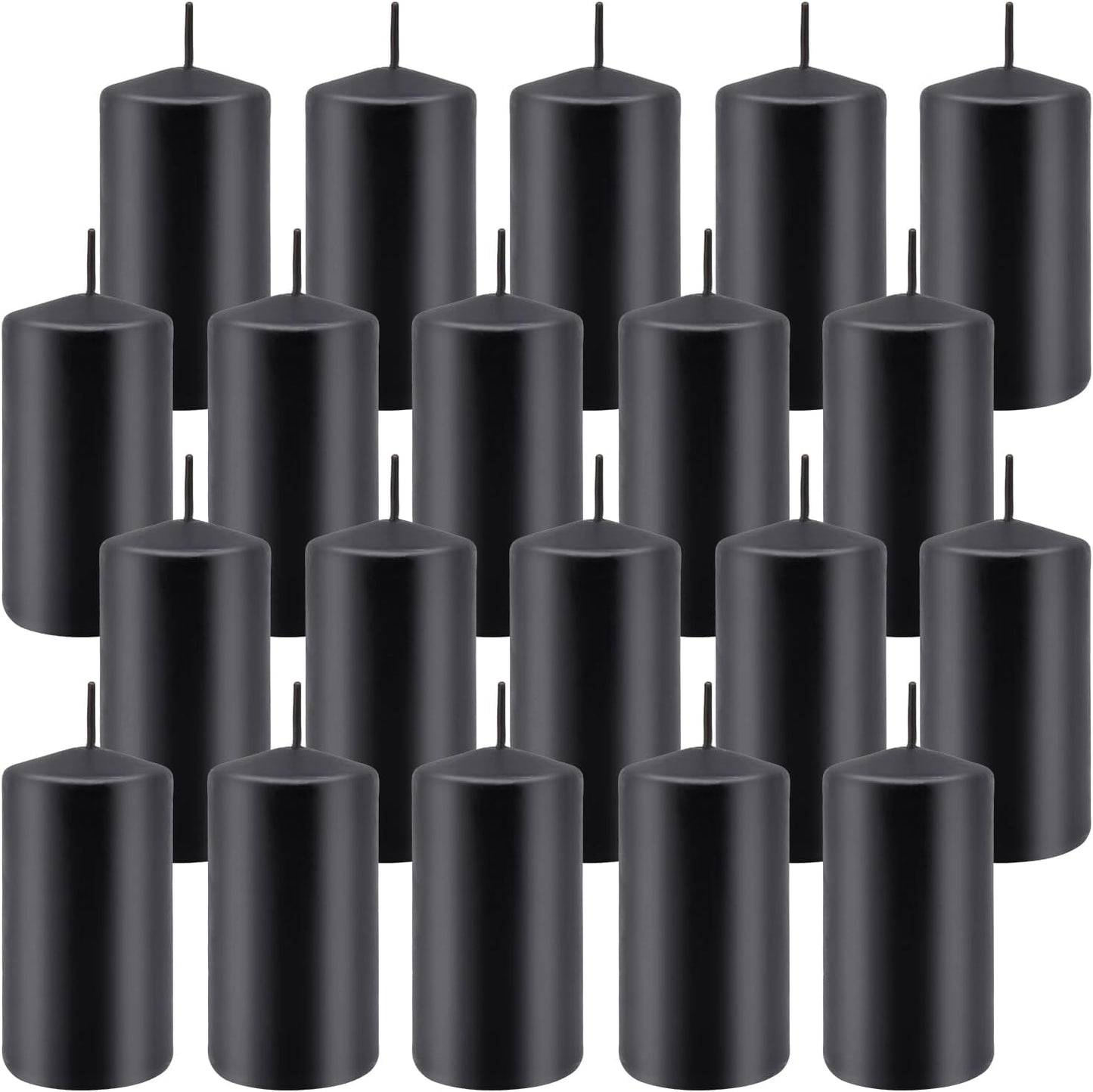 Set of 20 | 2X 4 inch Tall Pillar Candles, Soy Wax. Perfect for Candlelight Dinner, Home Decoration, Party, Wedding.(Black)
