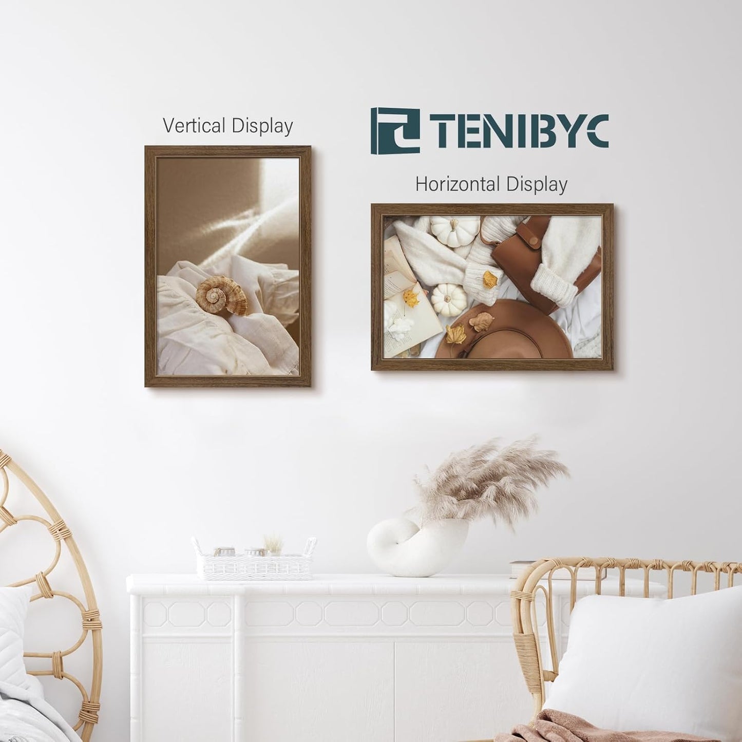 12x18 Poster Frame 3 Pack - Brown Woodgrain, Wood Poster Frame, HD Tempered Glass, Wall Gallery Picture Photo Frame