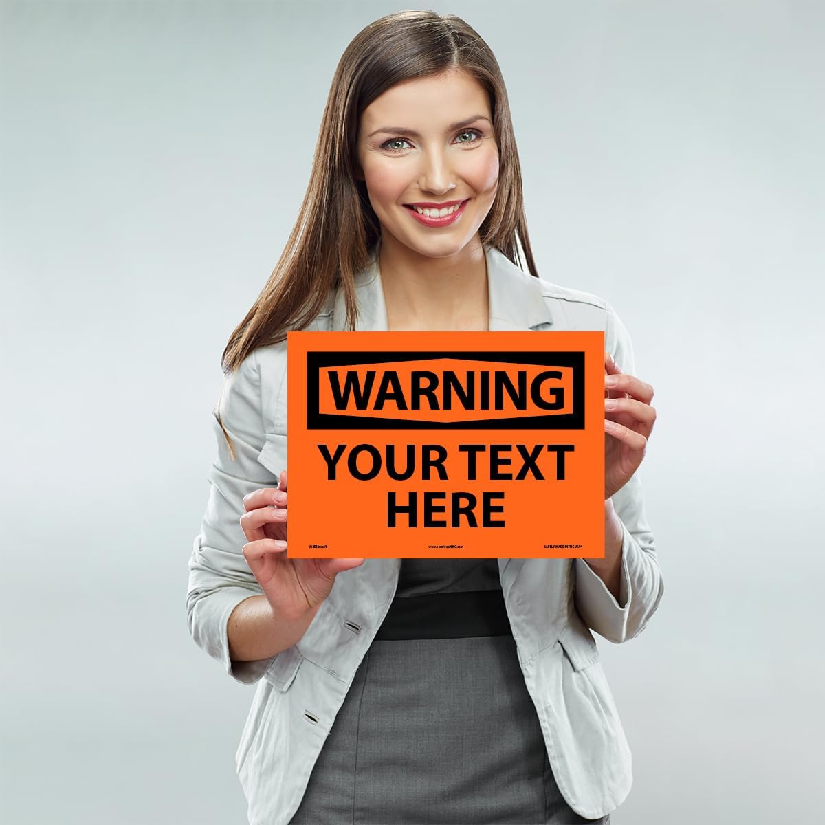 Custom OSHA Style Warning Sign 10" x 14" Adhesive Vinyl Sign, Customizable "Your Text Here", by AccuformNMC Made in USA