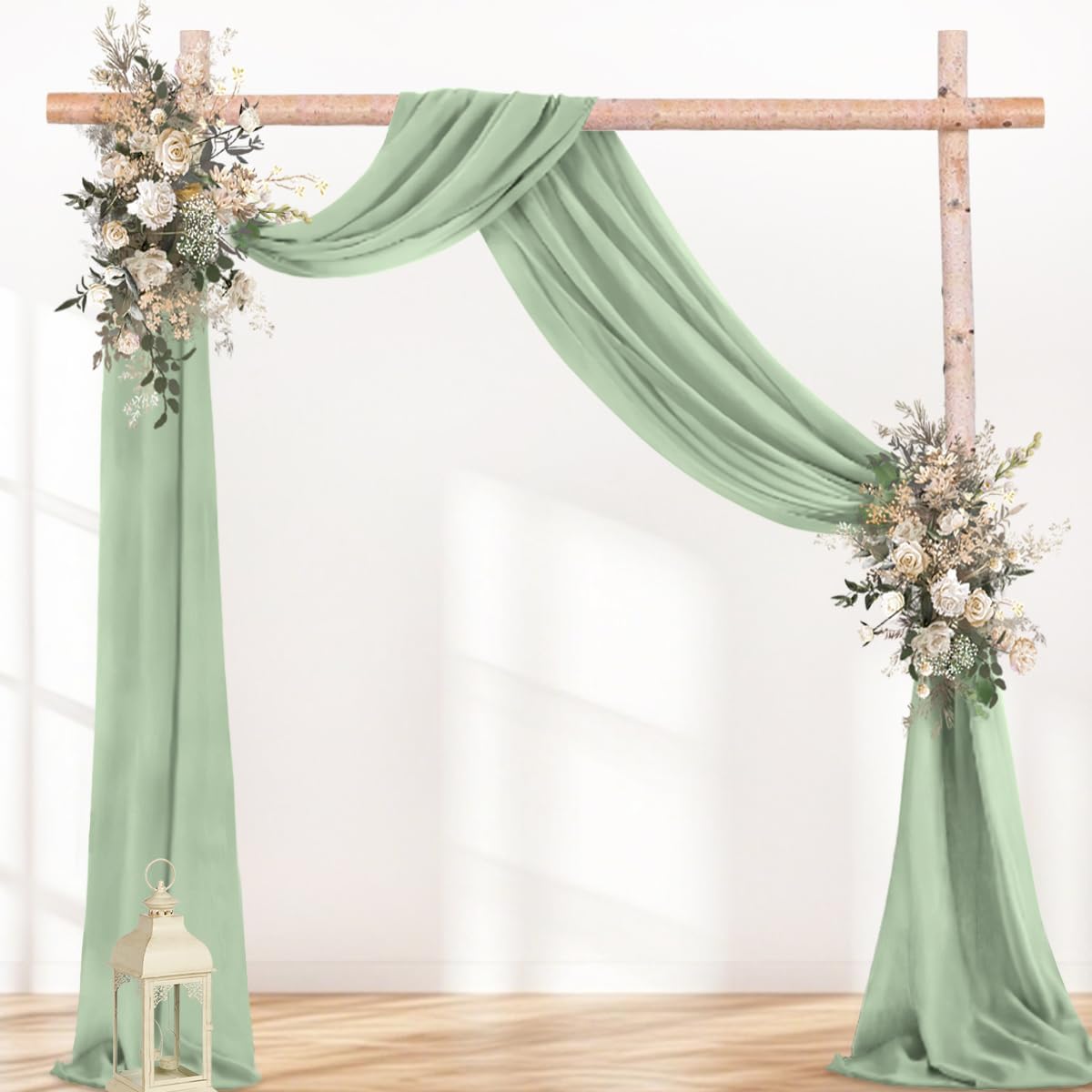 Sage Green Wedding Arch Draping Fabric 1 Panel 29" × 20FT Sheer Drapes Outdoor Curtain for Wedding Ceremony Baby Bridal Shower Arch Ceiling Backdrop Decor