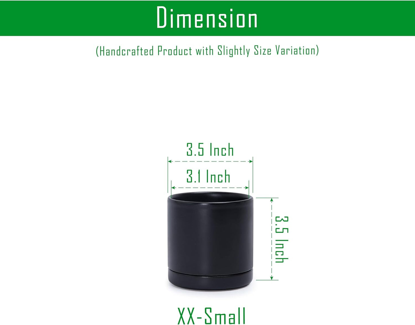 D'vine Dev Set of 4 Small Ceramic Plant Pots, 3.5 Inch Succulent Planter Pot for Plants with Drainage Hole and Saucer, Black, 94-X-A-2